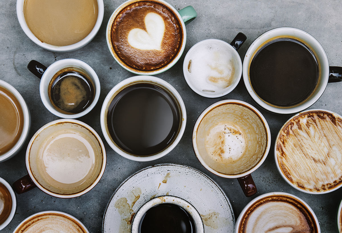 Aerial view of various coffee